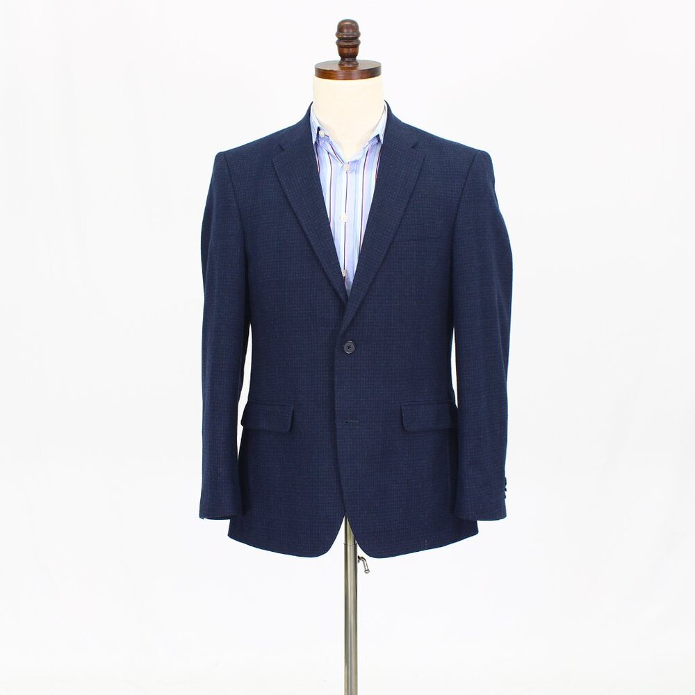 Tommy Hilfiger 38R Navy Check 2-Button Sport Coat Blazer Jacket T746